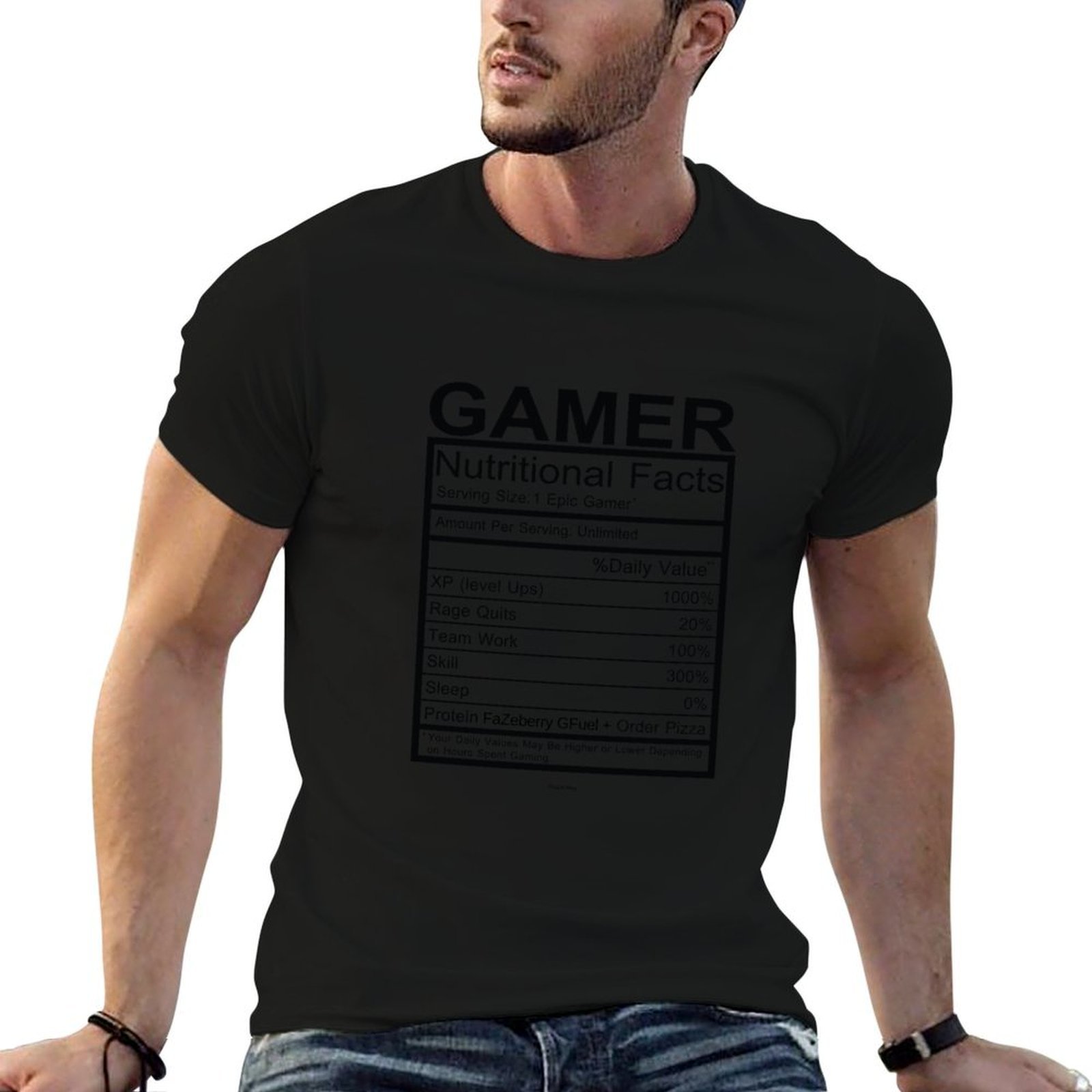 Nutrition In Fitness - Gamer Nutritional Facts Chart T-Shirt Fitness
